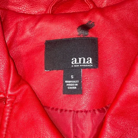 a.n.a Women's Vibrant Red Leather Jacket - Picture 3 of 6